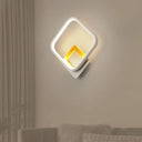 Diamond-Frame Led Wall Sconce: Minimalist White & Wood Light With Warm/White Glow / Warm