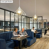 Diamond Wire Pendant Light For Stair Cafe - Traditional Metal Hanging Lamp