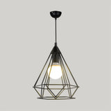 Diamond Wire Pendant Light For Stair Cafe - Traditional Metal Hanging Lamp Black / 10’