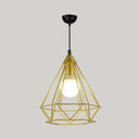 Diamond Wire Pendant Light For Stair Cafe - Traditional Metal Hanging Lamp Gold / 10’
