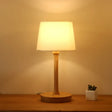 Diane - Wood Fabric Empire Shade Night Stand Lamp Simple Style 1 Bulb Table Lighting For Living Room