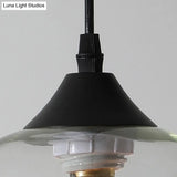 Dining Room Globe Pendant Ceiling Light - Macaron Glass Clear/Coffee/Red 1 Head Hanging Lamp