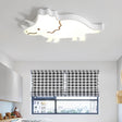 Dinosaur Design Kids Led Flushmount Lighting For Childrens Room - Yellow/White Flush Pendant Light