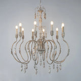 Distressed Wood Pendant Chandelier With Droplet - Classic Lighting For Living Room 10 /