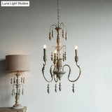 Distressed Wood Pendant Chandelier With Droplet - Classic Lighting For Living Room