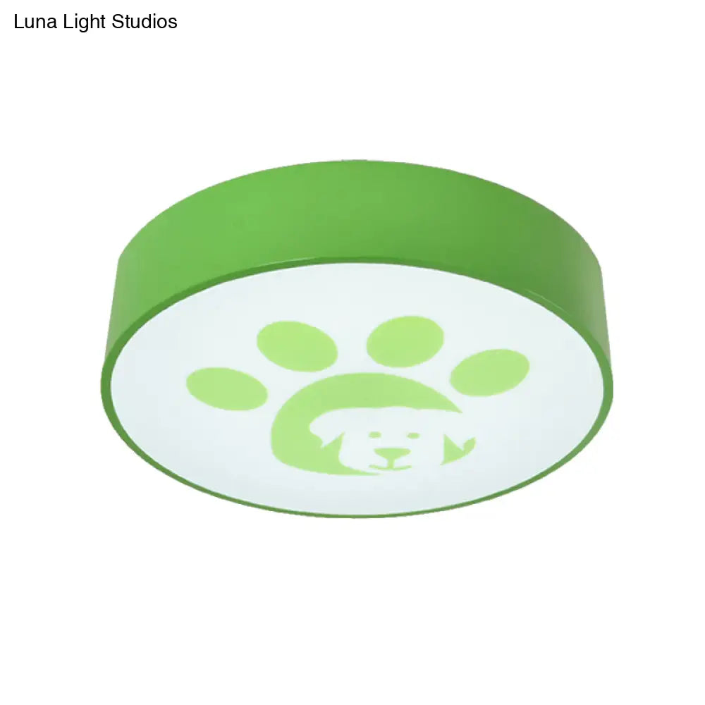 Dog Paw Acrylic Ceiling Lamp: Round Shade Mount Light For Bathrooms