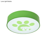 Dog Paw Acrylic Ceiling Lamp: Round Shade Mount Light For Bathrooms
