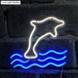 Dolphin Cartoon Night Lamp - Plastic Wall Lighting For Childrens Bedroom In White