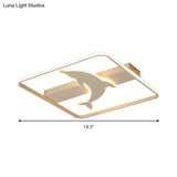 Dolphin Ceiling Mount Light - Led Flush Acrylic Animal Lamp In White Finish