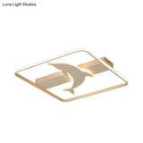 Dolphin Ceiling Mount Light - Led Flush Acrylic Animal Lamp In White Finish
