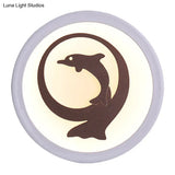 Dolphin Iron Wall Sconce Led Lamp In White For Kids Bedroom