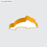 Dolphin Led Ceiling Light For Children’s Bedroom - White/Red/Yellow Acrylic Flush Mount Fixture