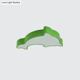 Dolphin Led Ceiling Light For Children’s Bedroom - White/Red/Yellow Acrylic Flush Mount Fixture