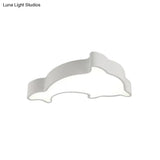 Dolphin Led Ceiling Light For Children’s Bedroom - White/Red/Yellow Acrylic Flush Mount Fixture