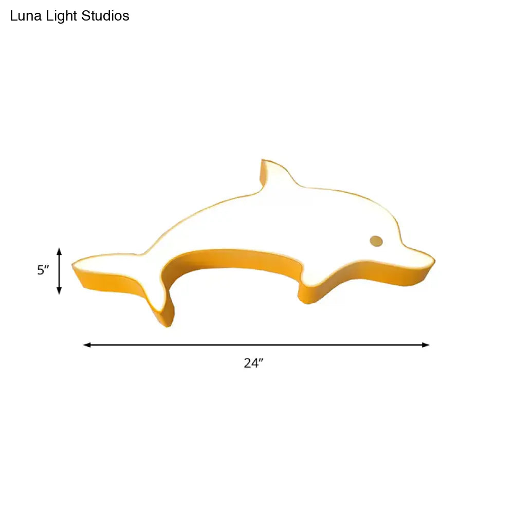 Dolphin Led Flush Mount Light - Perfect For Child’s Bedroom Ceiling