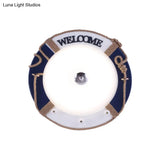 Dome Boys Bedroom Ceiling Light - Nautical Swim Ring Resin Lamp In Blue