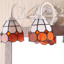 Dome Double Wall Sconce - Curved Arm Stained Glass Traditional Lighting (Blue/Orange) Orange
