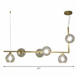 Dome Glass Ceiling Light - Postmodern 6-Head Hanging Lamp For Dining Table Cognac