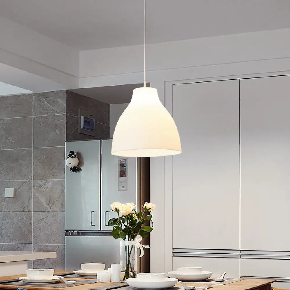 Modernist Acrylic Dome Hanging Lamp - 9/10/13 Wide White Suspended Lighting Fixture