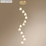 Dome Opal Glass Spiral Pendant Ceiling Light For Living Room - Simplicity And Elegance