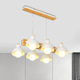Dome Shade Linear Chandelier - Nordic Metal Island Lighting (4/6 Lights) White 6 /