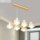 Dome Shade Linear Chandelier - Nordic Metal Island Lighting (4/6 Lights) White