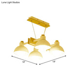 Dome Shade Linear Chandelier - Nordic Metal Island Lighting (4/6 Lights) White