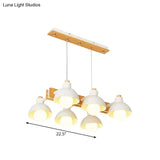 Dome Shade Linear Chandelier - Nordic Metal Island Lighting (4/6 Lights) White