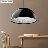 Dome Shade Pendant Lamp With Floral Interior Modern Metal Ceiling Light 1 Gold/Coffee/Black