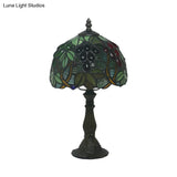 Dome-Shaped Tiffany Nightstand Lamp With Grape Patterned Cut Glass - Yellow/Green 1 Head Night Light