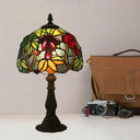 Dome-Shaped Tiffany Nightstand Lamp With Grape Patterned Cut Glass - Yellow/Green 1 Head Night Light