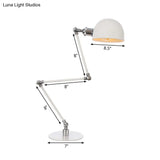 Dome Study Room Reading Lamp Metal 4/8.5 Wide 1 Light Industrial Stylish Desk Lighting In White