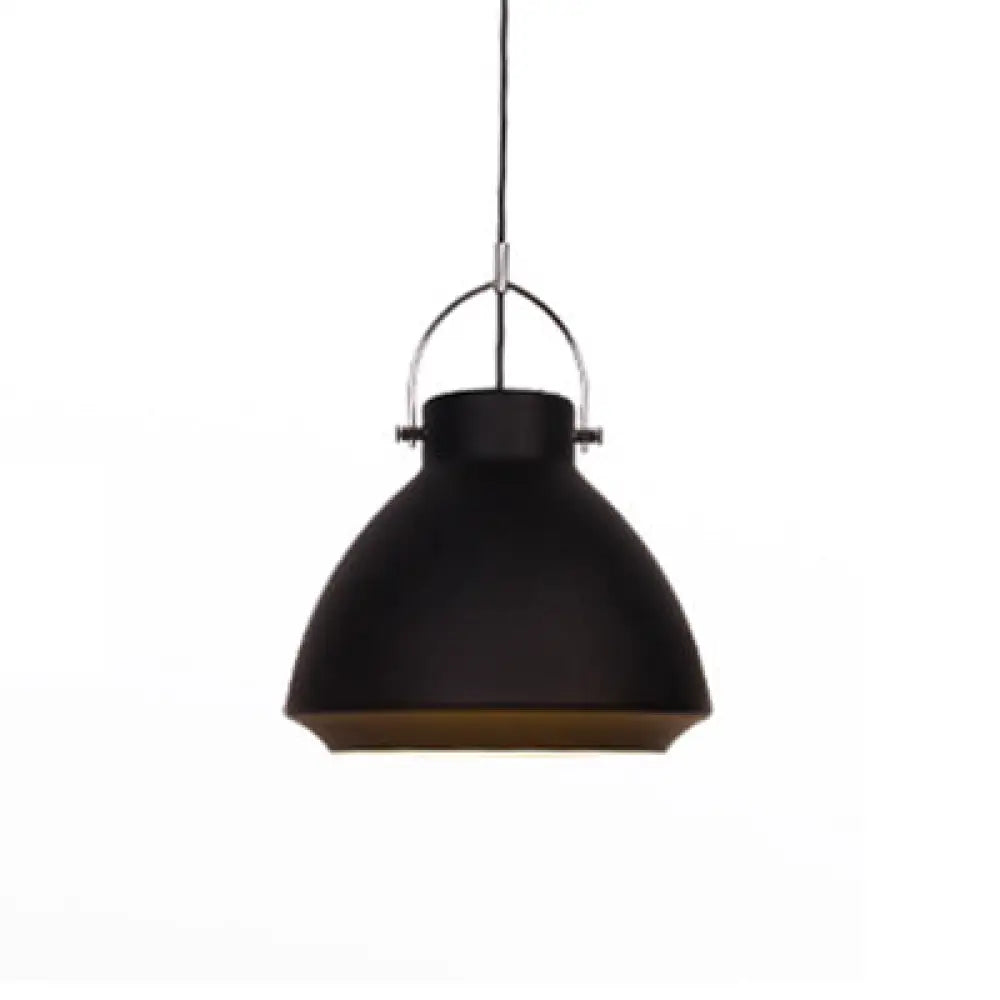 Dome Suspended Macaron Style Pendant Light - 10’/14’ Metallic Fixture With Handle In Black/Blue