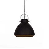 Dome Suspended Macaron Style Pendant Light - 10’/14’ Metallic Fixture With Handle In Black/Blue
