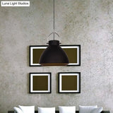 Dome Suspended Macaron Style Pendant Light - 10’/14’ Metallic Fixture With Handle In Black/Blue