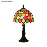 Dome Tiffany Style Table Lamp: Cut Glass Dotted Pattern Dark Coffee Finish