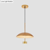Domed Metallic Led Gold Pendant Light For Dining Room - 10’/14’ Modern Suspension Lamp