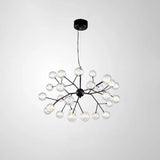 Double Glass Minimalist Molecule Chandelier - Stylish Living Room Lighting Fixture 27 / Black