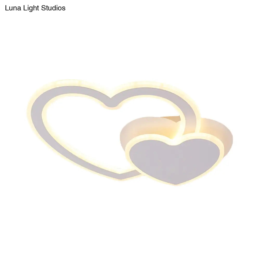 Double Loving-Heart Kids Led Flush Ceiling Light - Vibrant Undertint Ideal For Kid’s Bedroom