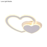 Double Loving-Heart Kids Led Flush Ceiling Light - Vibrant Undertint Ideal For Kid’s Bedroom