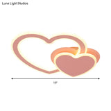 Double Loving-Heart Kids Led Flush Ceiling Light - Vibrant Undertint Ideal For Kid’s Bedroom