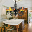 Dragonfly 5-Light Stained Glass Chandelier: Rustic Pendant Lamp For Bedroom Orange
