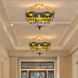 Dragonfly Cut Glass Semi Flush Mount Ceiling Light Fixture - Mediterranean Style 3 Lights