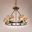 Dragonfly Stained Glass Chandelier - 6-Light Suspension For Foyer Black