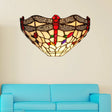 Dragonfly Wall Sconce: Art Deco Rustic Stained Glass Light In White