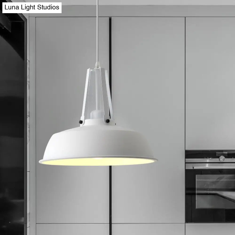 Drum Pendant Light Kit - Minimalist Metal 1 Light - Available in 14’’/18’’ Diameter - Black/White/Grey Hanging Lamp