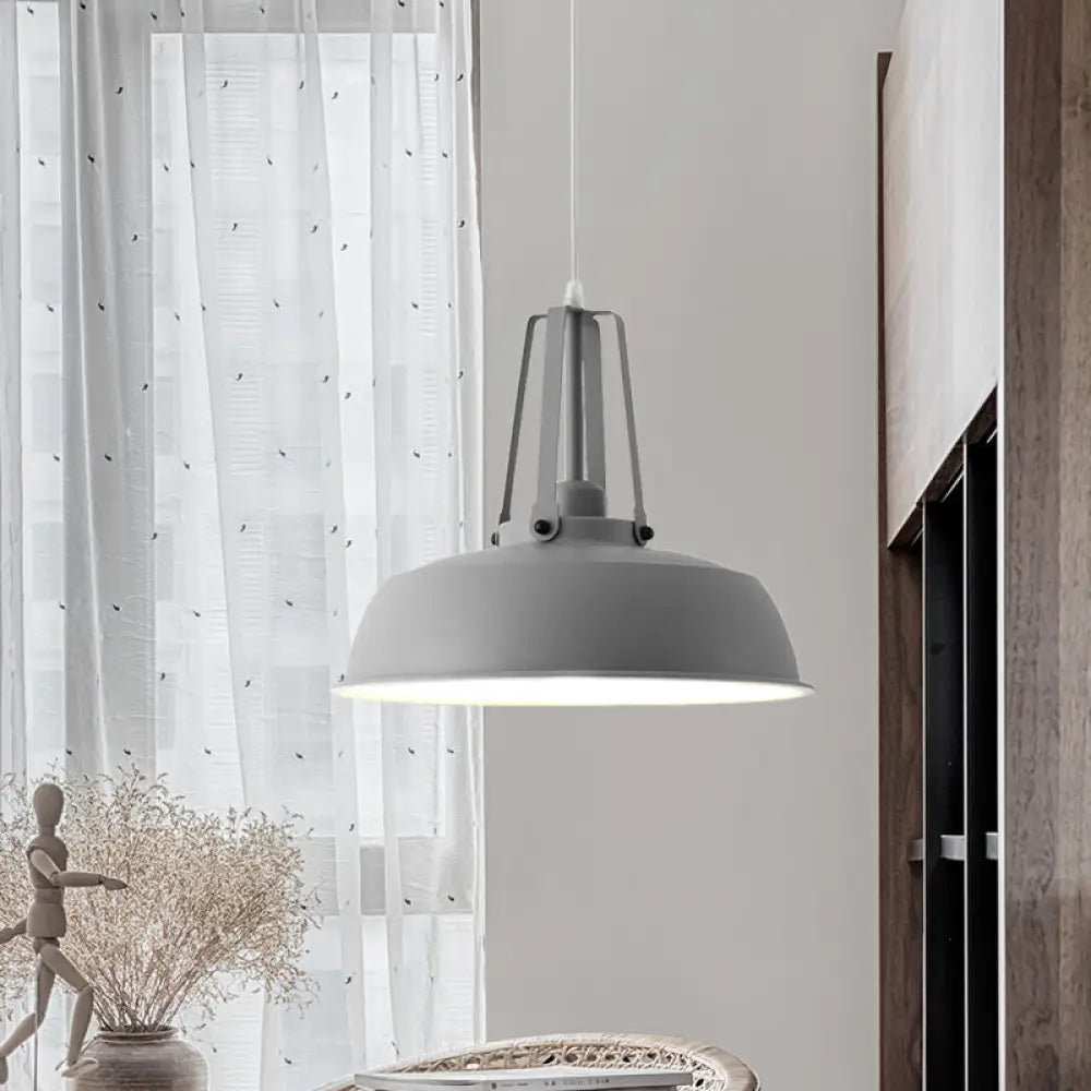 Drum Pendant Light Kit - Minimalist Metal 1 Light - Available in 14’’/18’’ Diameter - Black/White/Grey Hanging Lamp