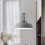 Drum Pendant Light Kit - Minimalist Metal 1 Light - Available in 14’’/18’’ Diameter - Black/White/Grey Hanging Lamp