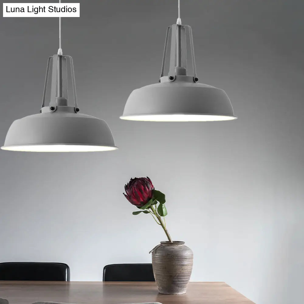 Drum Pendant Light Kit - Minimalist Metal 1 Light - Available in 14’’/18’’ Diameter - Black/White/Grey Hanging Lamp