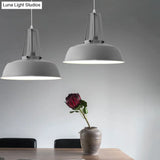 Drum Pendant Light Kit - Minimalist Metal 1 Light - Available in 14’’/18’’ Diameter - Black/White/Grey Hanging Lamp